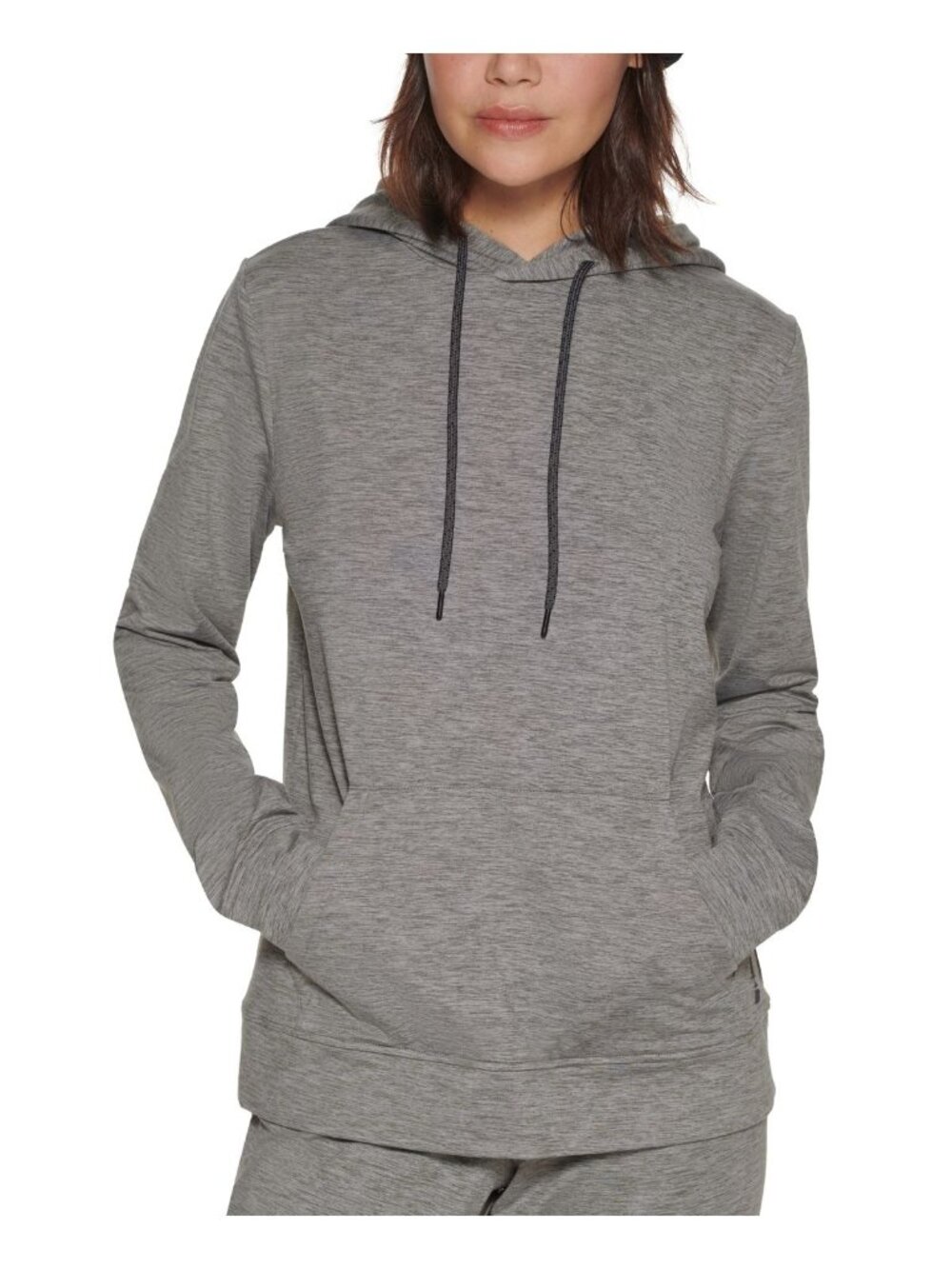 G.H. Bass & Co. Womens Heather Knit Pullover Hoodie Asphalt Heather Size L NWT
